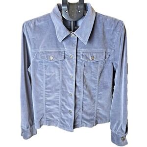 Y2K VTG Crushed Corduroy Trucker Jacket Rafaella Blue Women Size 12‎ Clean